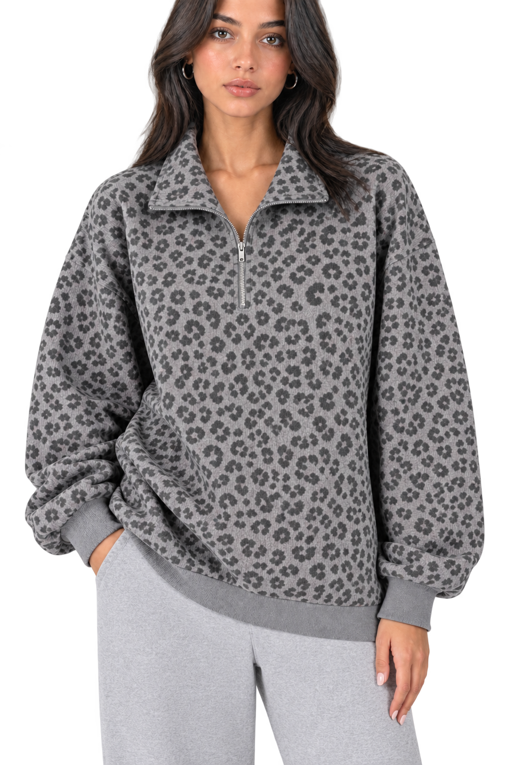 Veyra™  Autumn Leopard Print Half-Zip