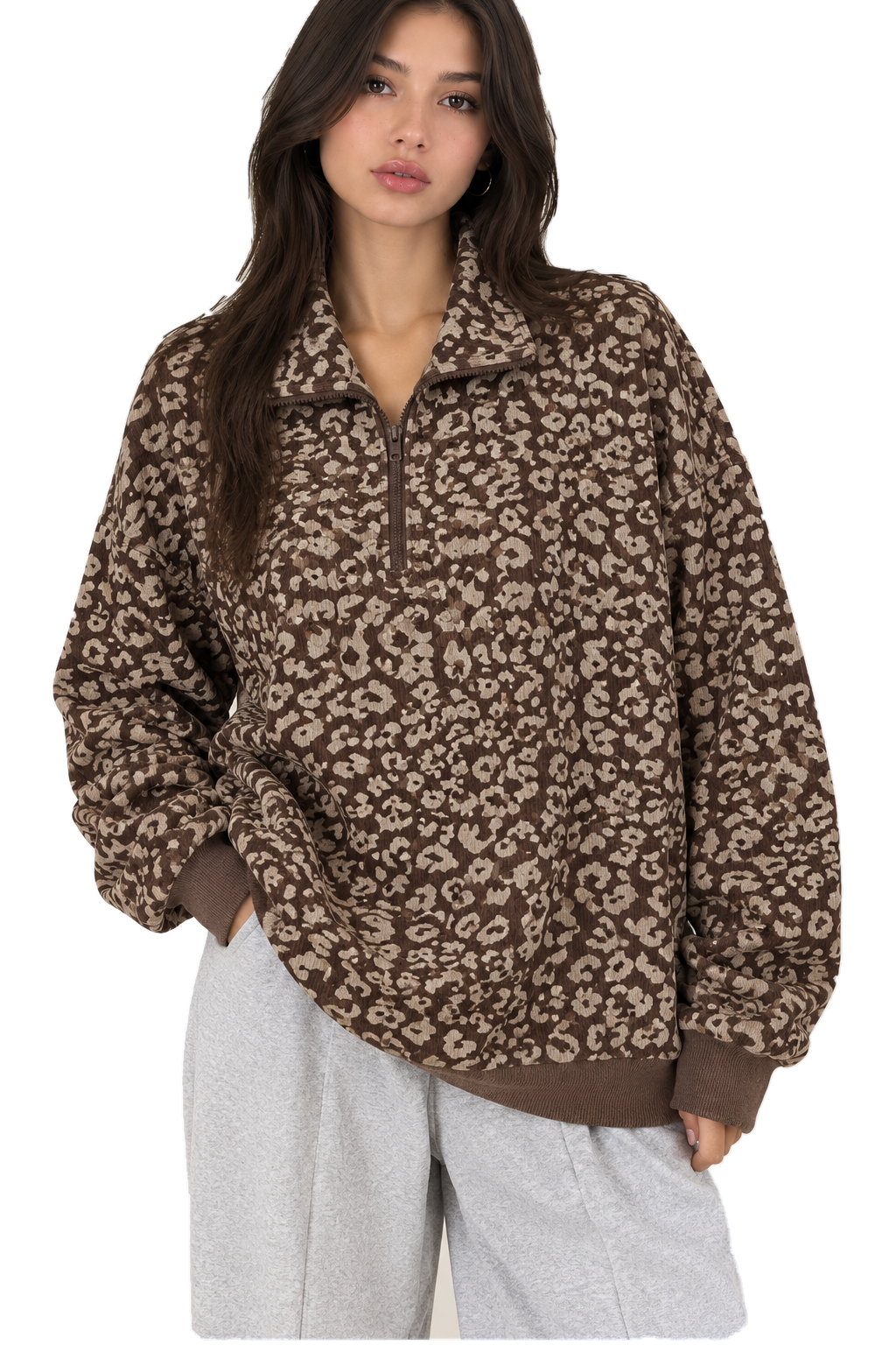 Veyra™  Autumn Leopard Print Half-Zip