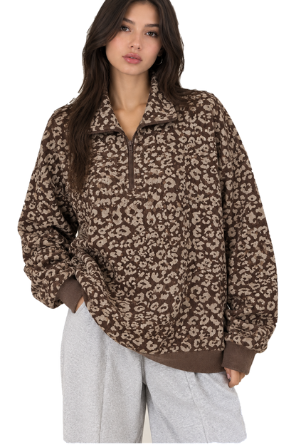 Veyra™  Autumn Leopard Print Half-Zip