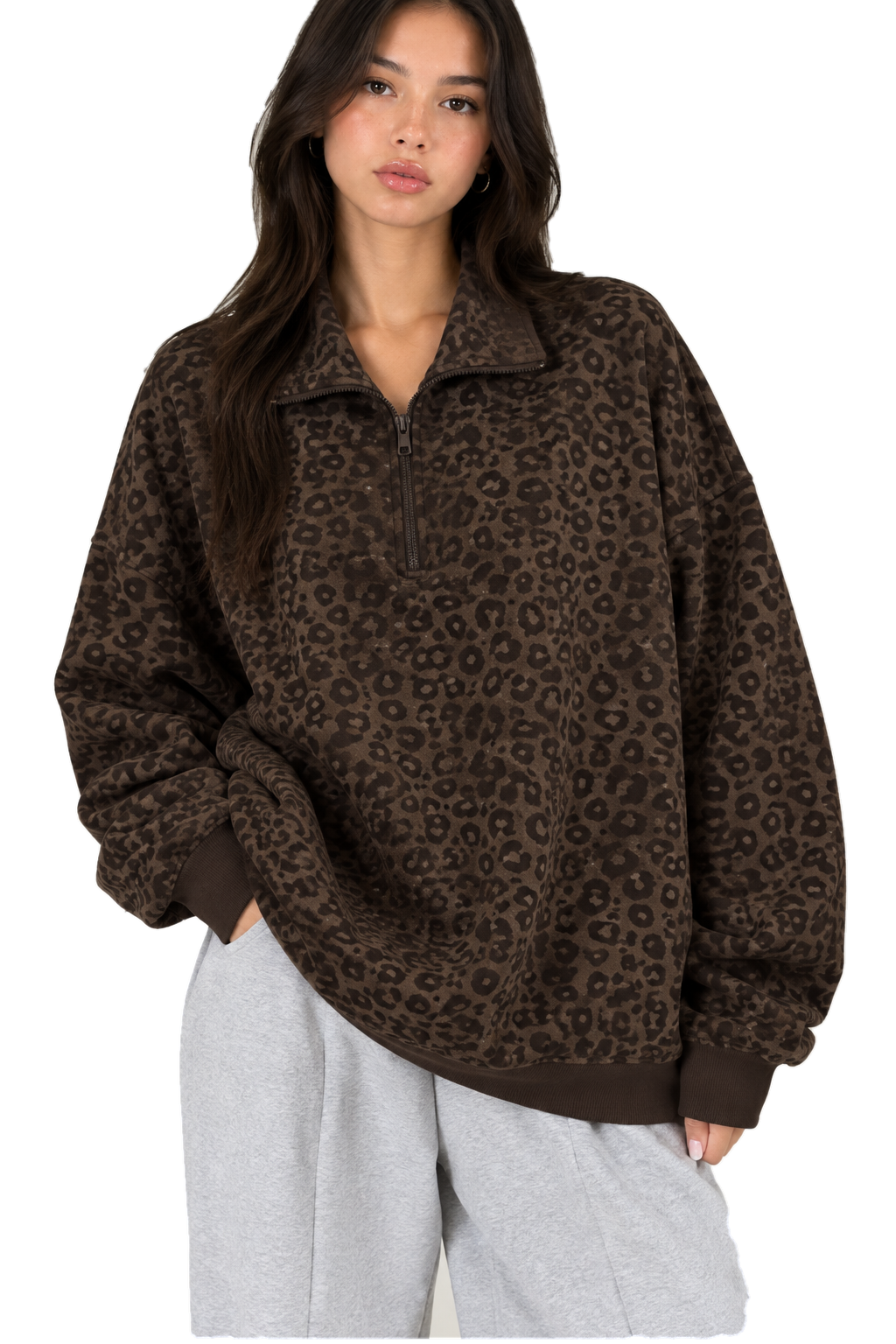 Veyra™  Autumn Leopard Print Half-Zip