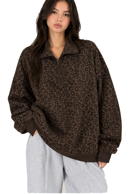 Veyra™  Autumn Leopard Print Half-Zip